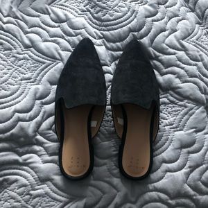 Black suede mules